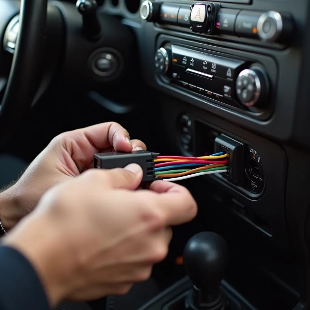 Connecting the wiring harness adapter to a car radio