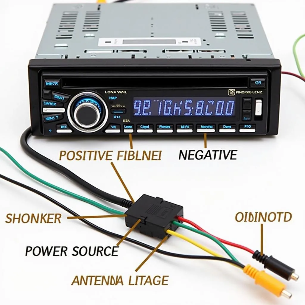 Car radio wiring harness with labels