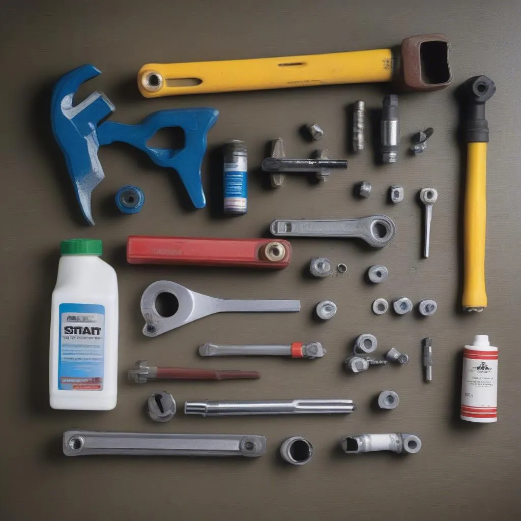 Car Repair Tools and Brake Fluid