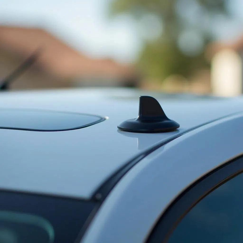 Car satellite radio antenna mounted on the roof