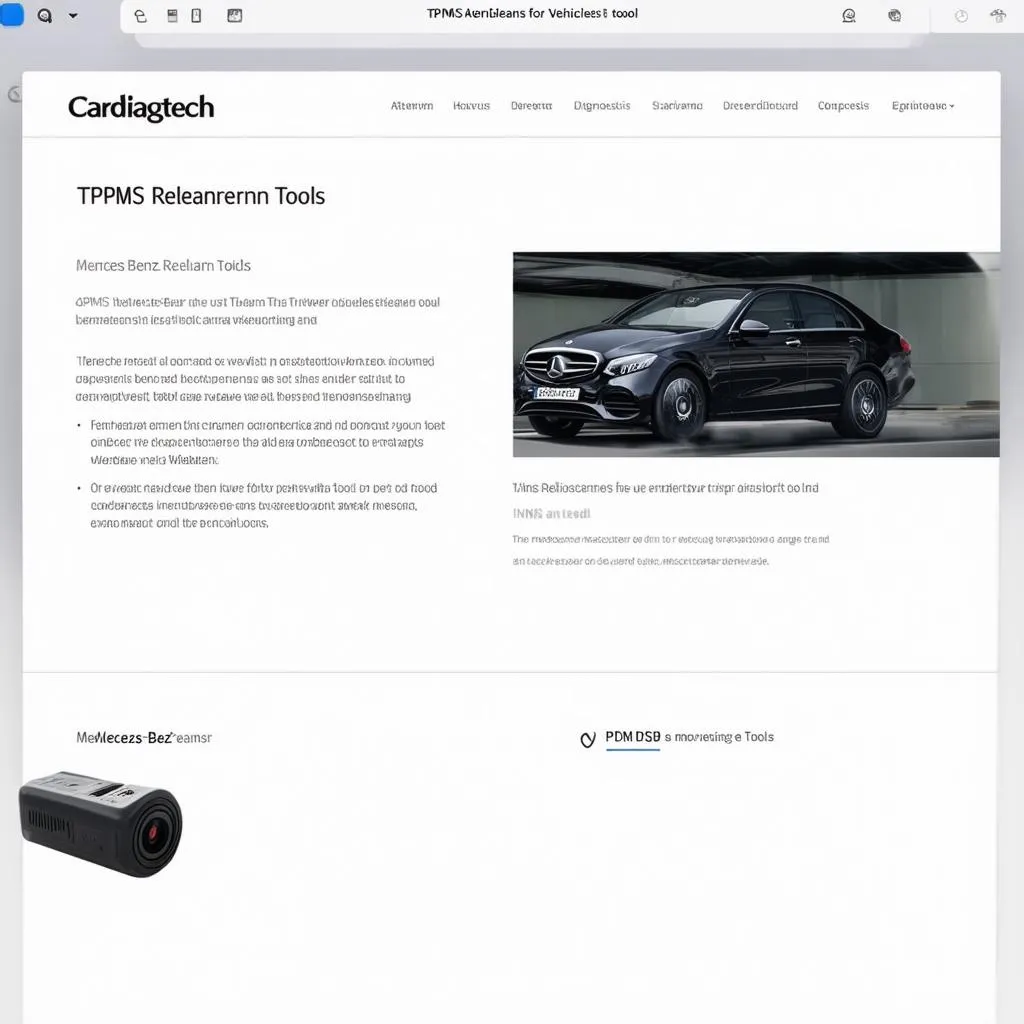 Screenshot of the Cardiagtech website showcasing their range of products