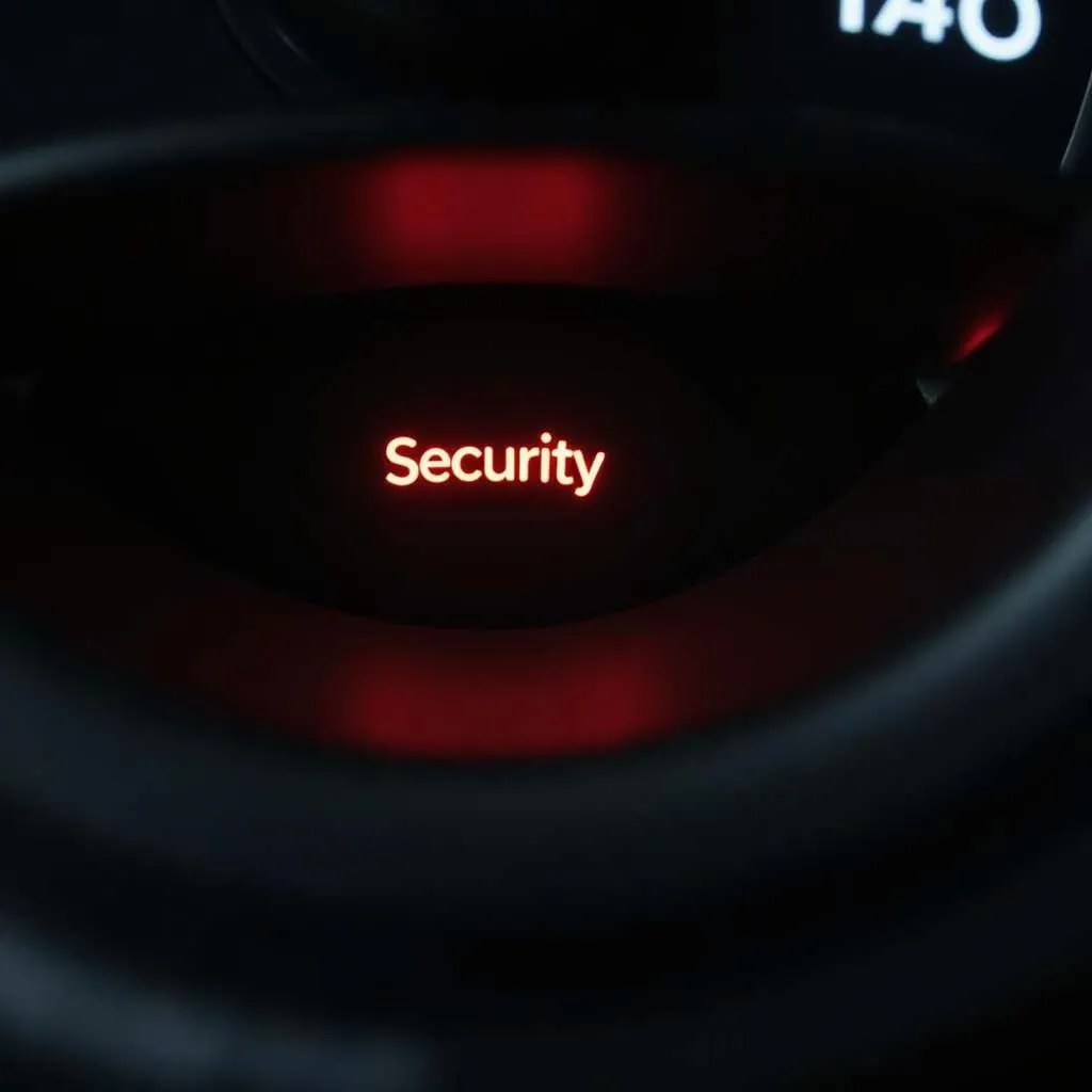 Chevy dashboard with security light illuminated