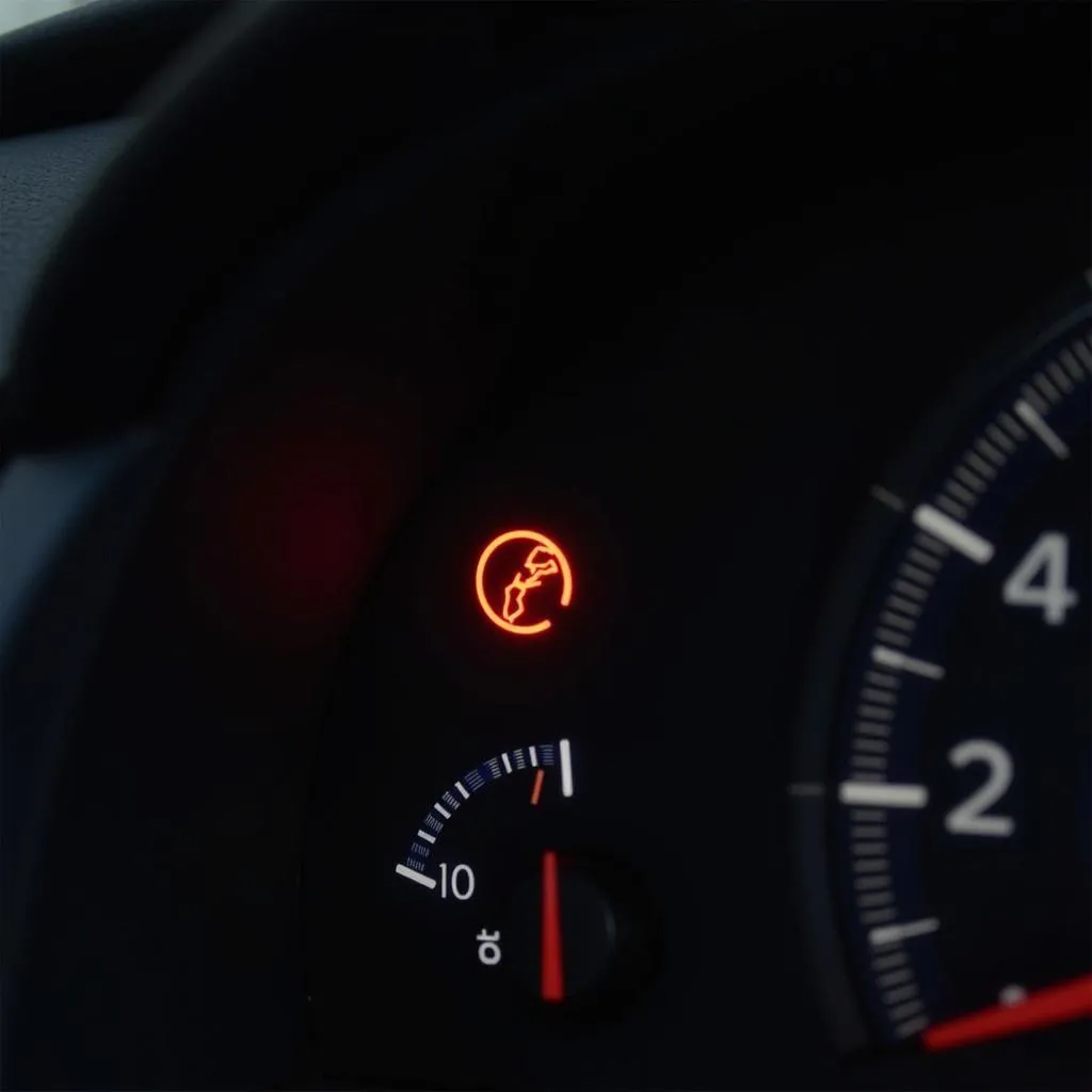 Chevy Malibu dashboard with security light illuminated