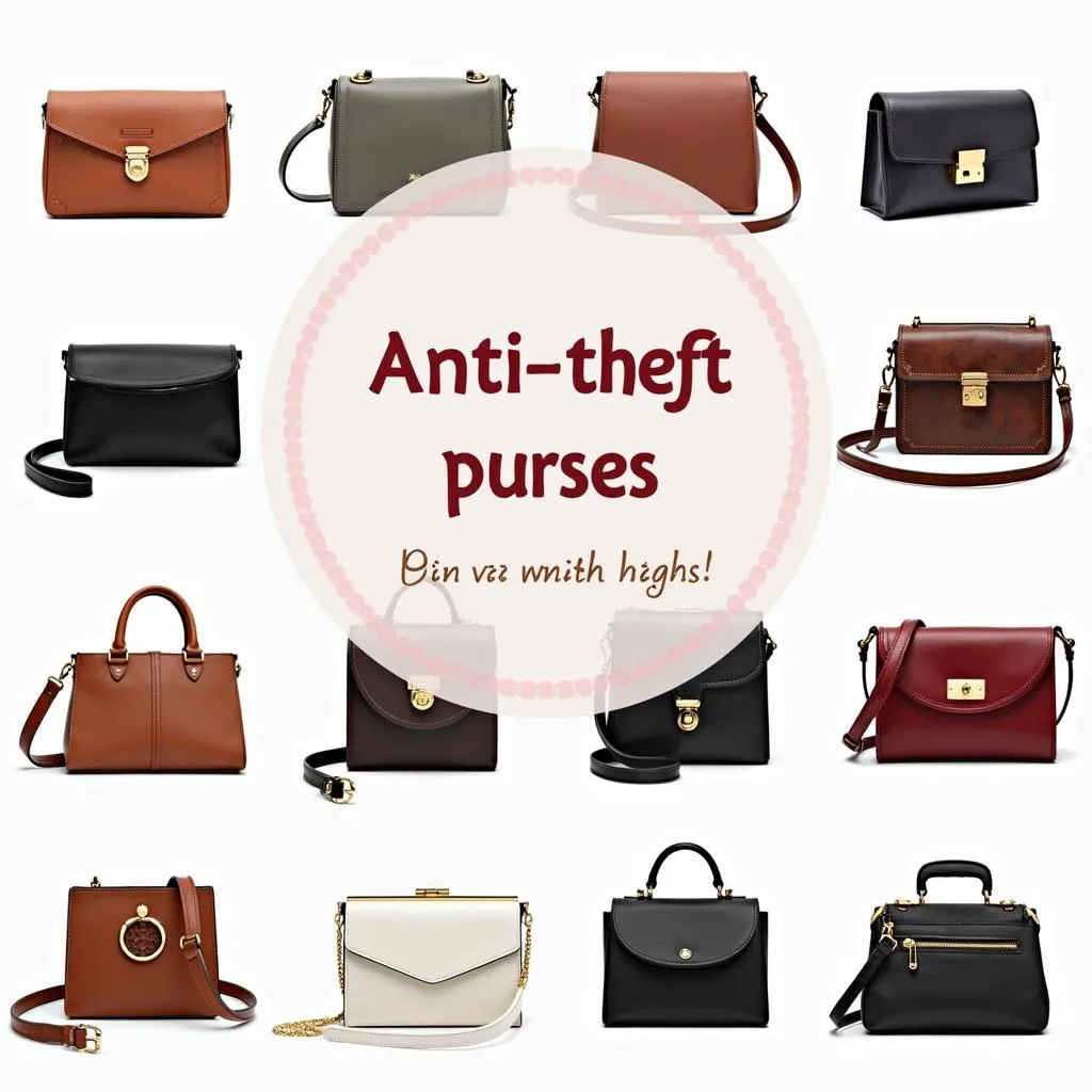 Different styles of anti-theft purses