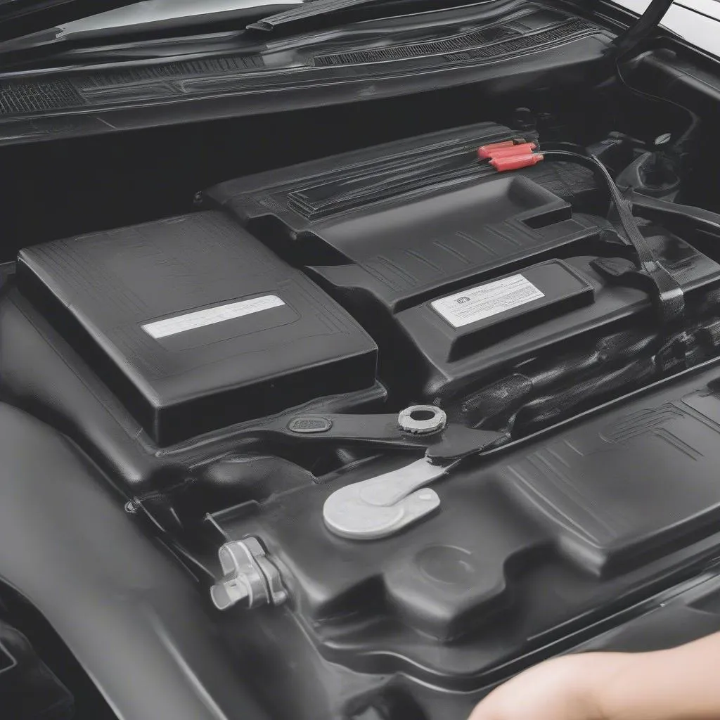 Image of a person disconnecting a car battery