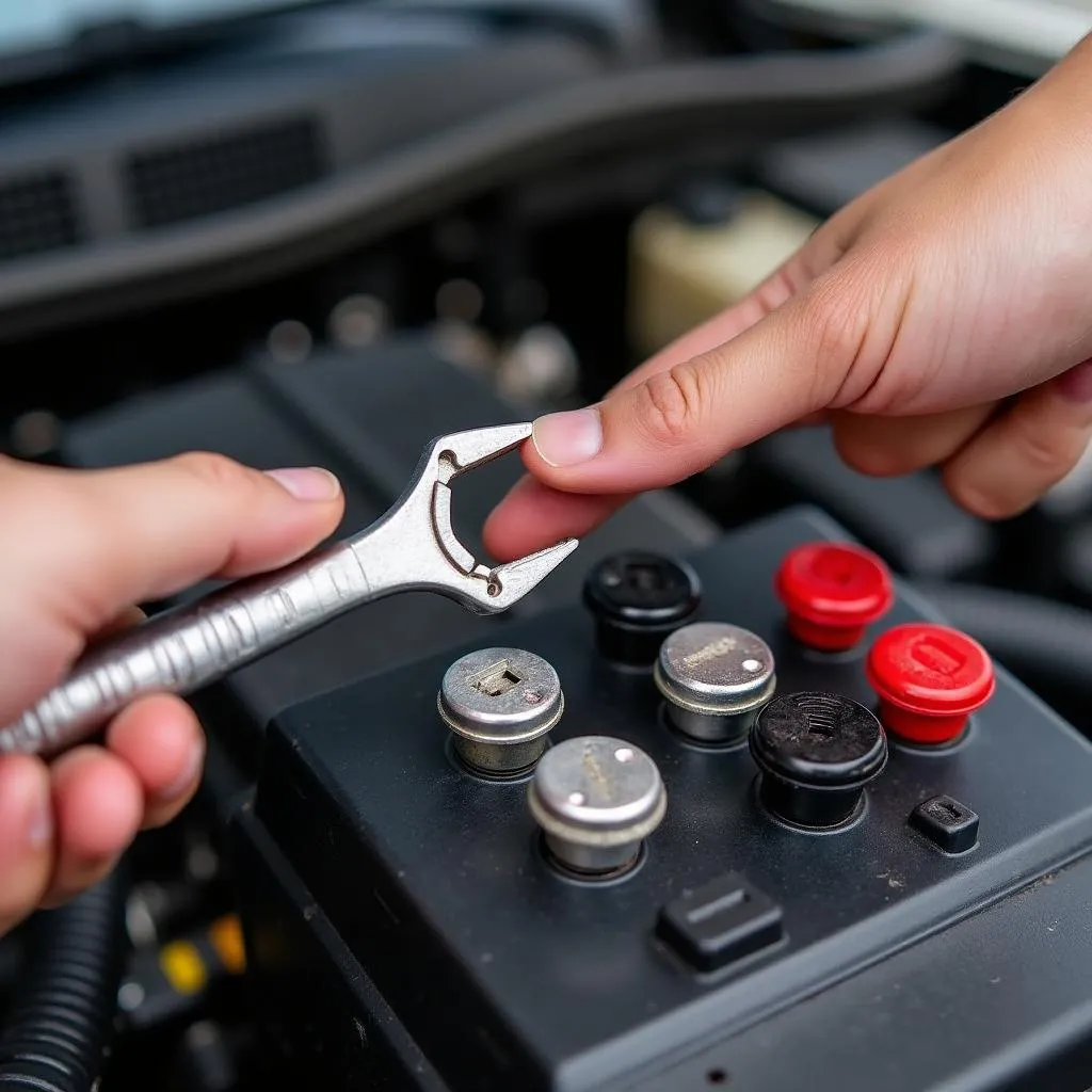 Disconnecting car battery negative terminal