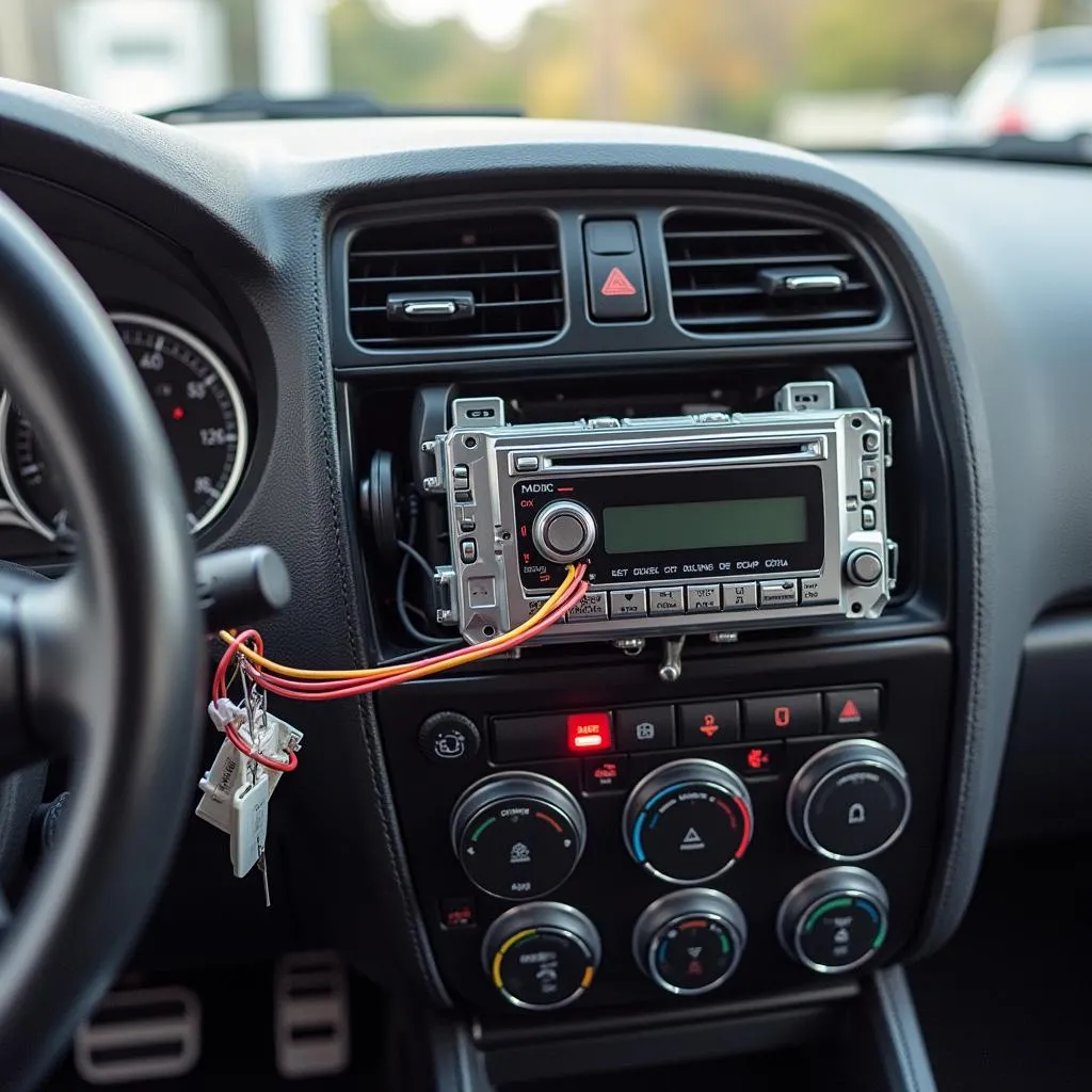 Double din car radio installation process