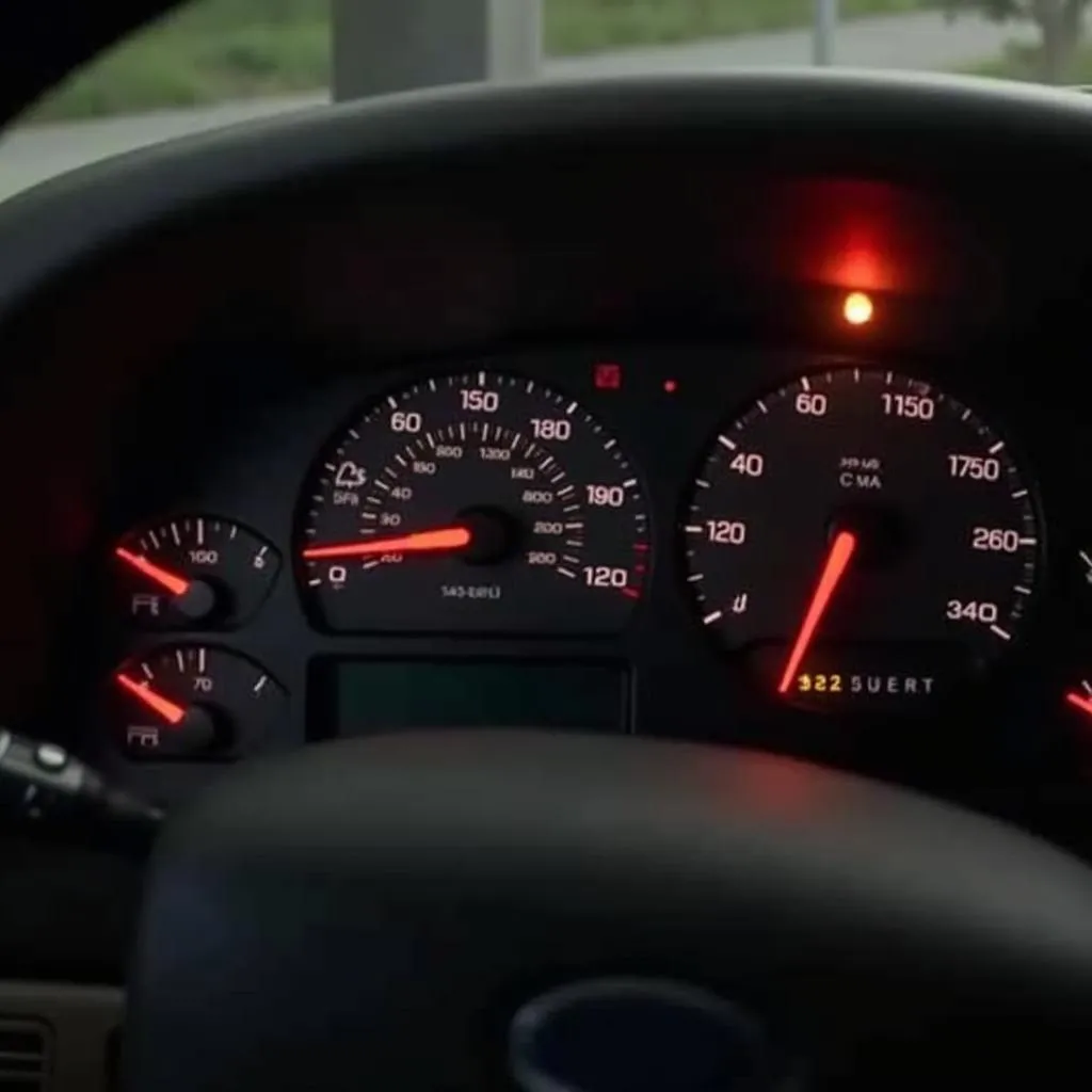 Ford Expedition dashboard with warning lights illuminated