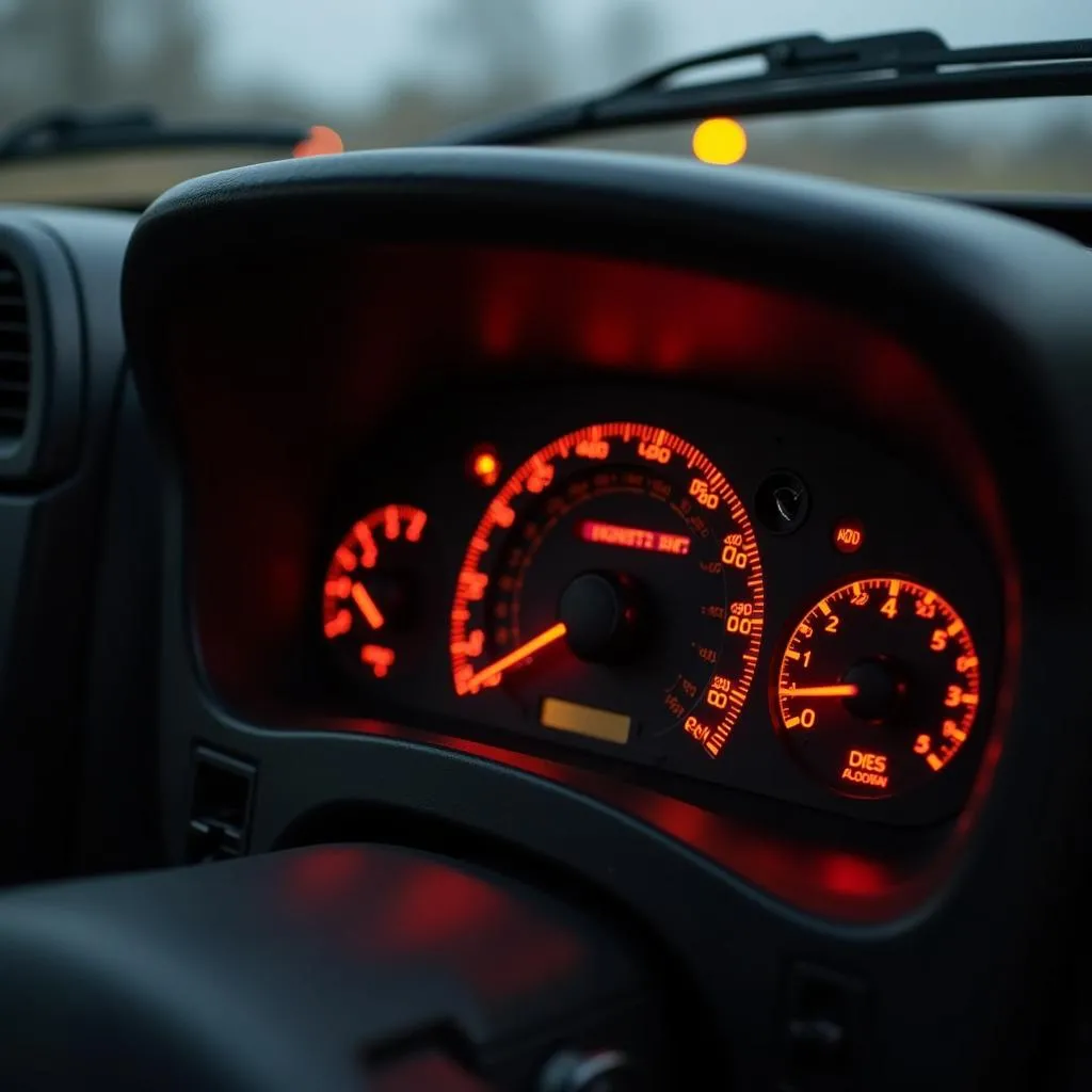 Ford Ranger dashboard with flashing security light