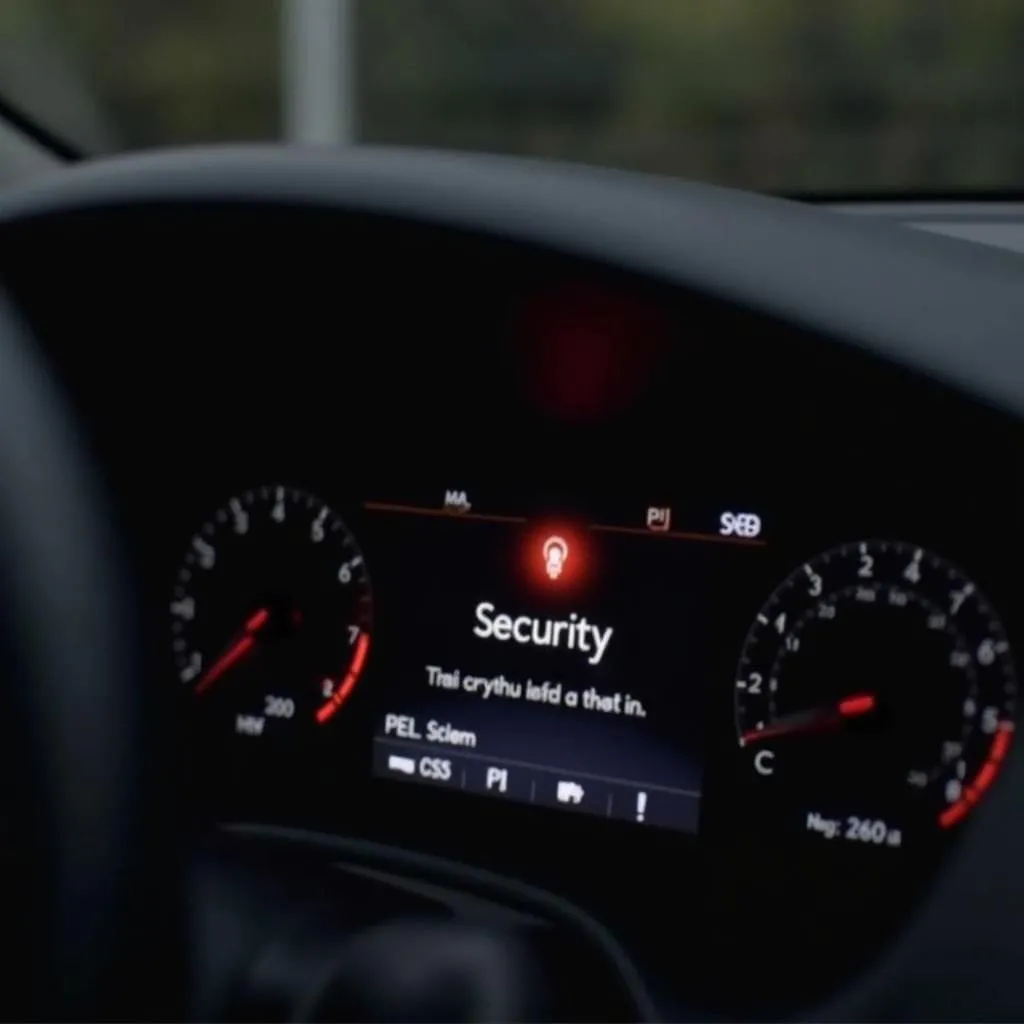 Car dashboard with illuminated security light