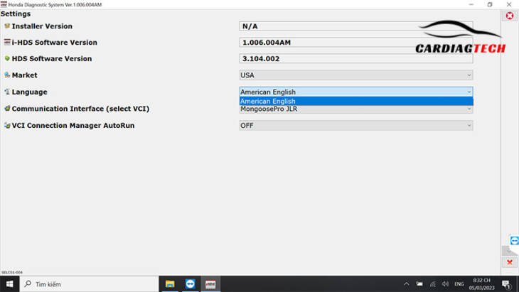 Honda HDS Software Version 3.101.002 Supported Languages