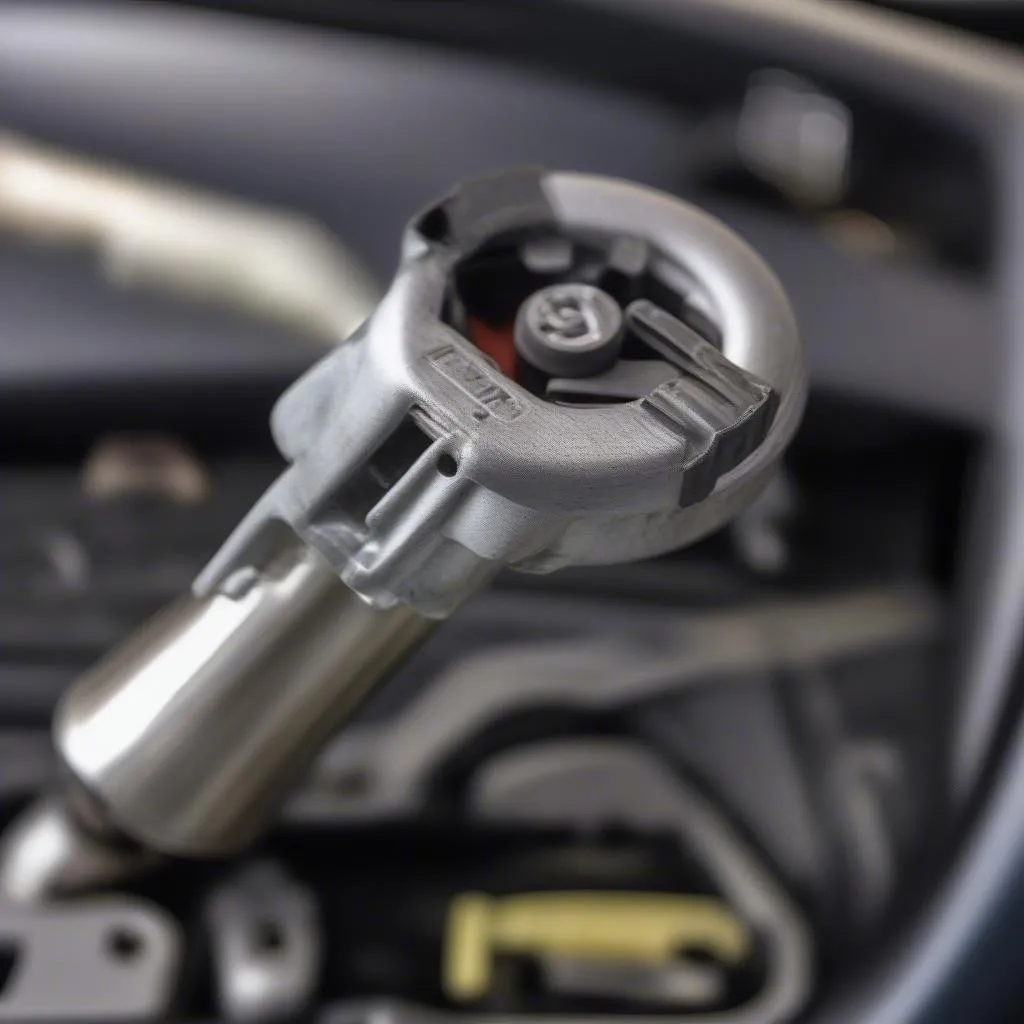 Close-up view of a Chevy Silverado ignition cylinder