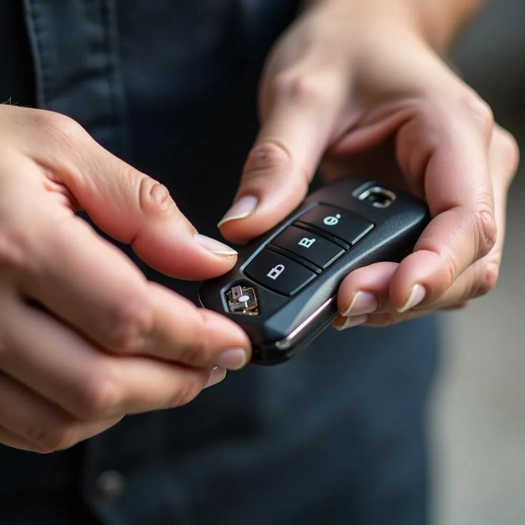 Inspecting a Car Key for Damage