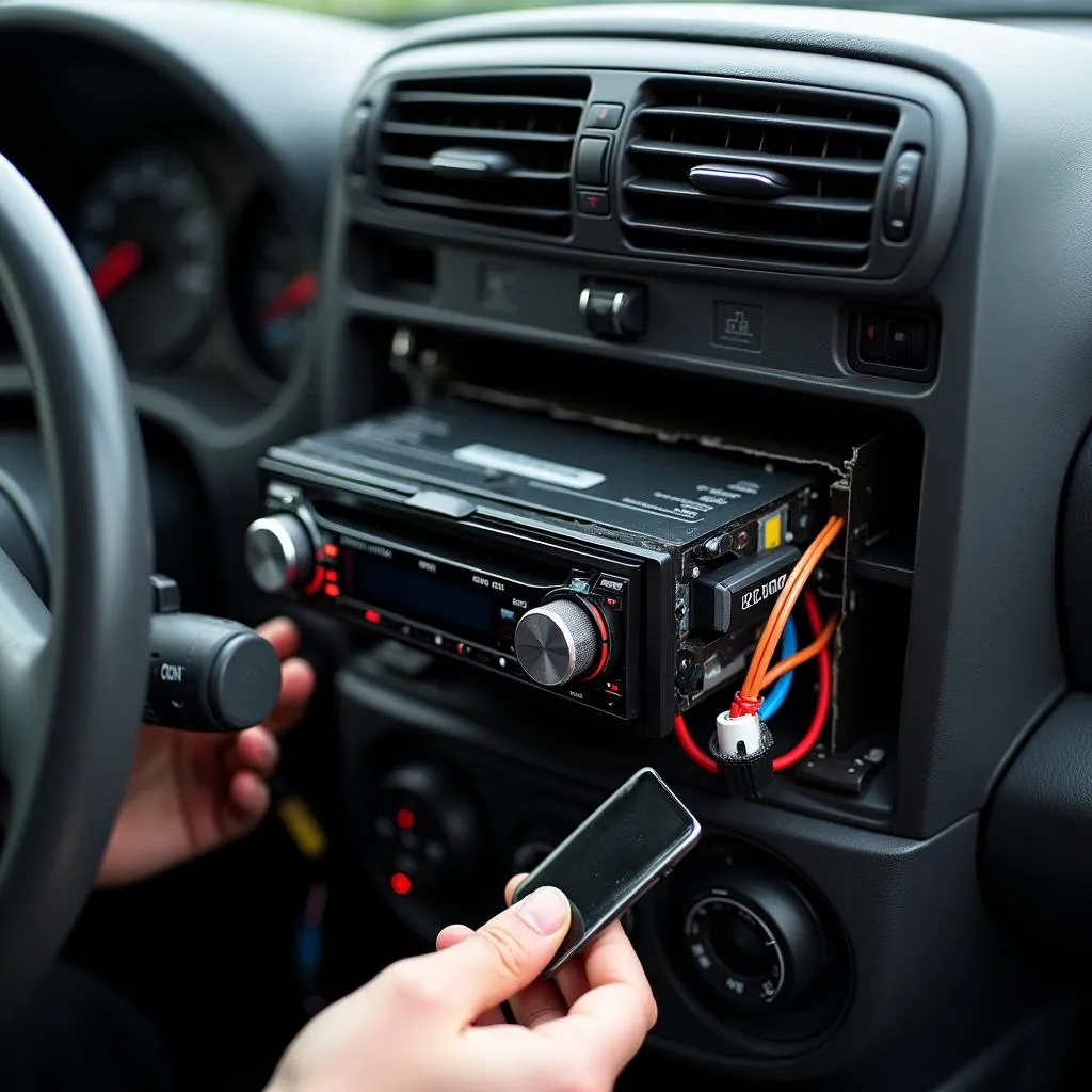 Installation of car radio in a car dashboard