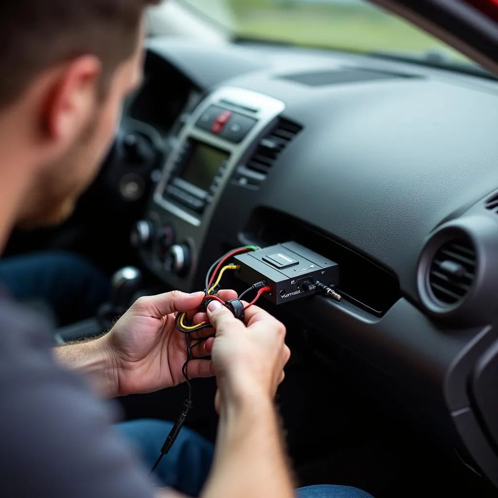 Installing a satellite radio receiver in a car