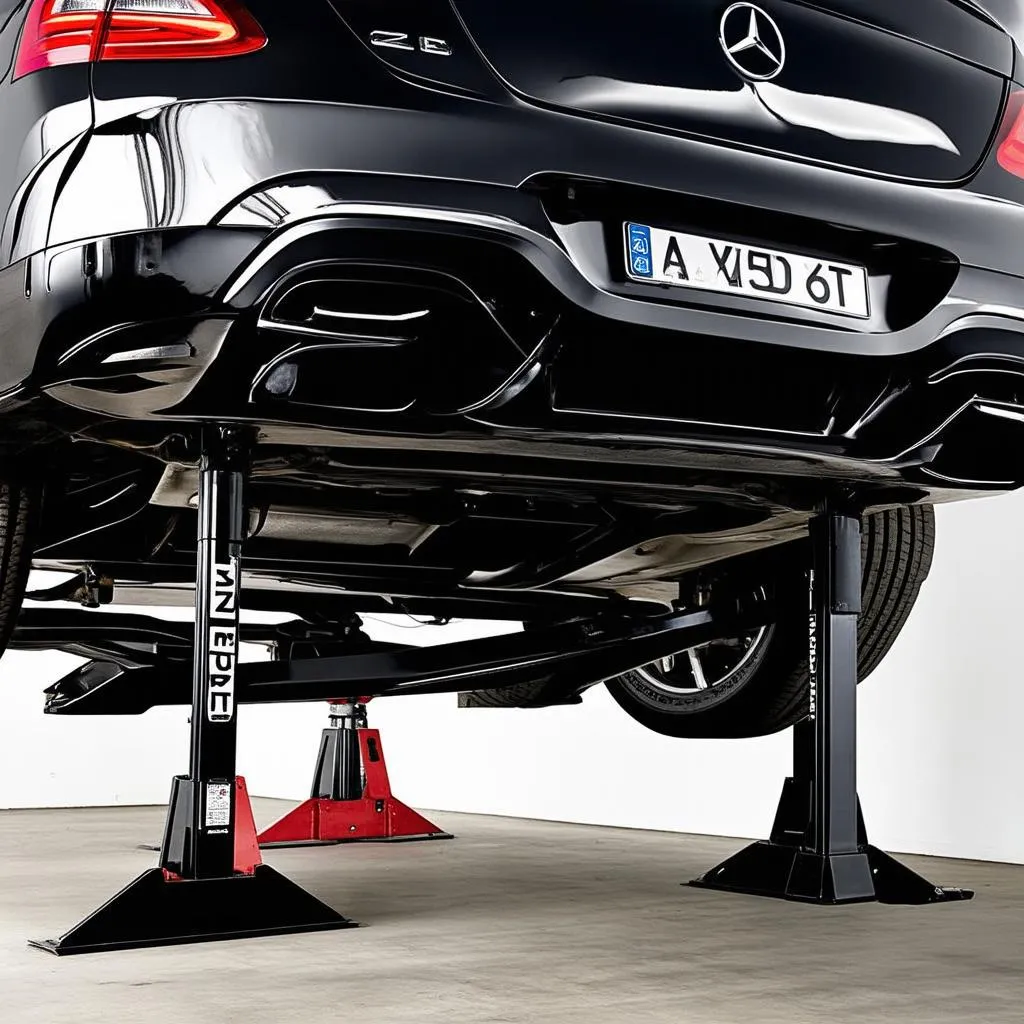 Mercedes on Jack Stands