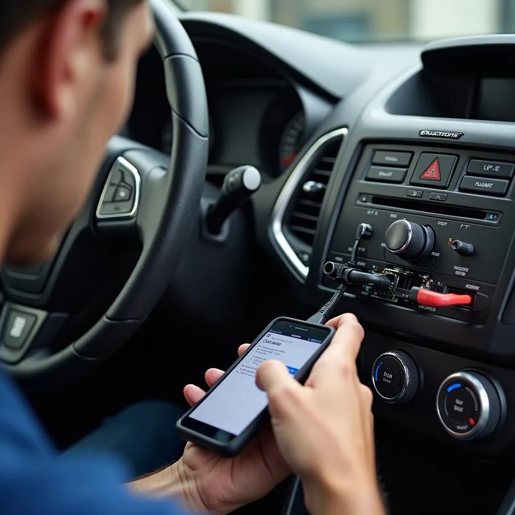 Mechanic Checking Car Electronics