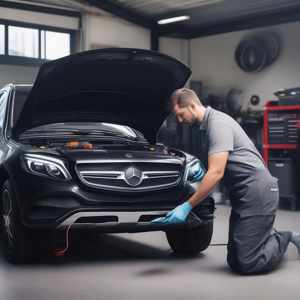 Mechanic Diagnosing Car Problem