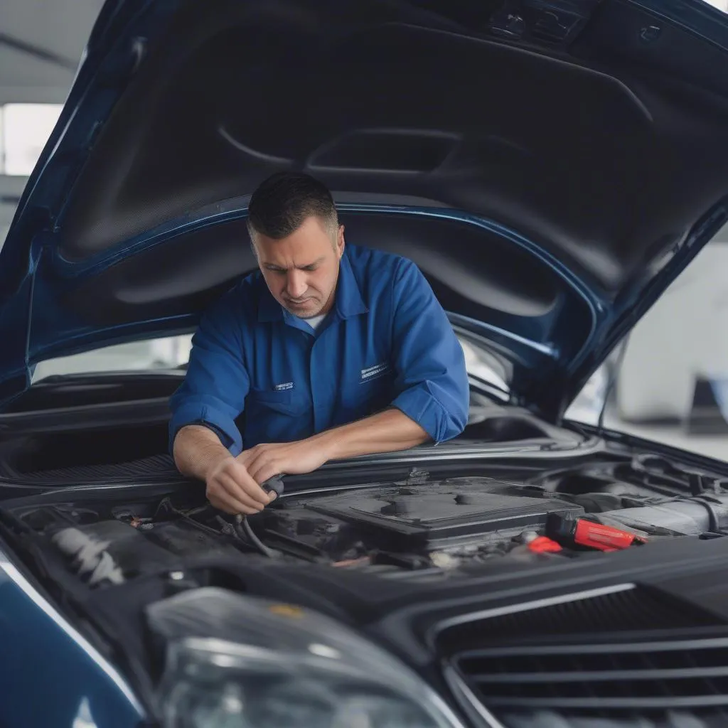 Mechanic Inspecting Car Audio System