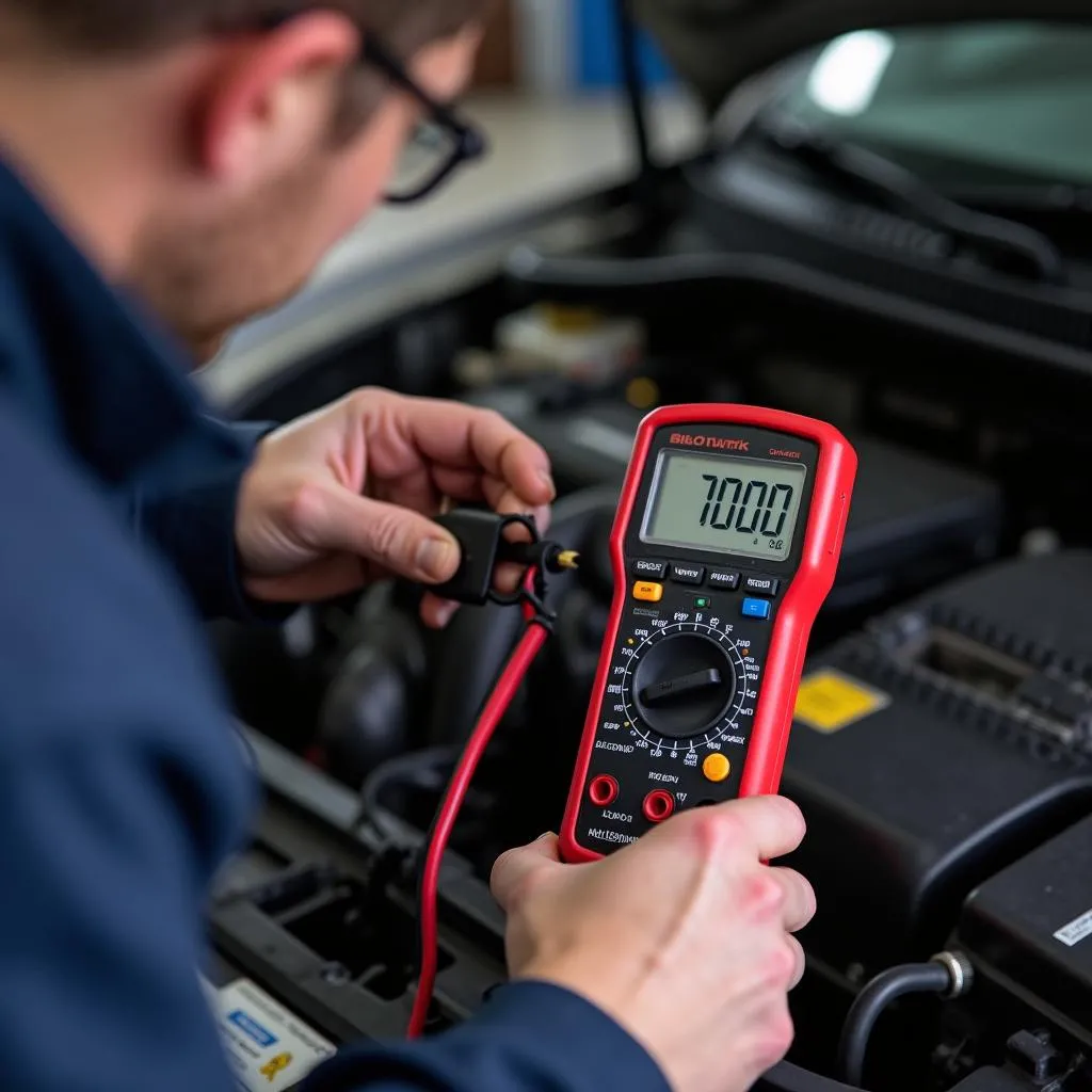 Mechanic Inspecting Car Wiring Harness