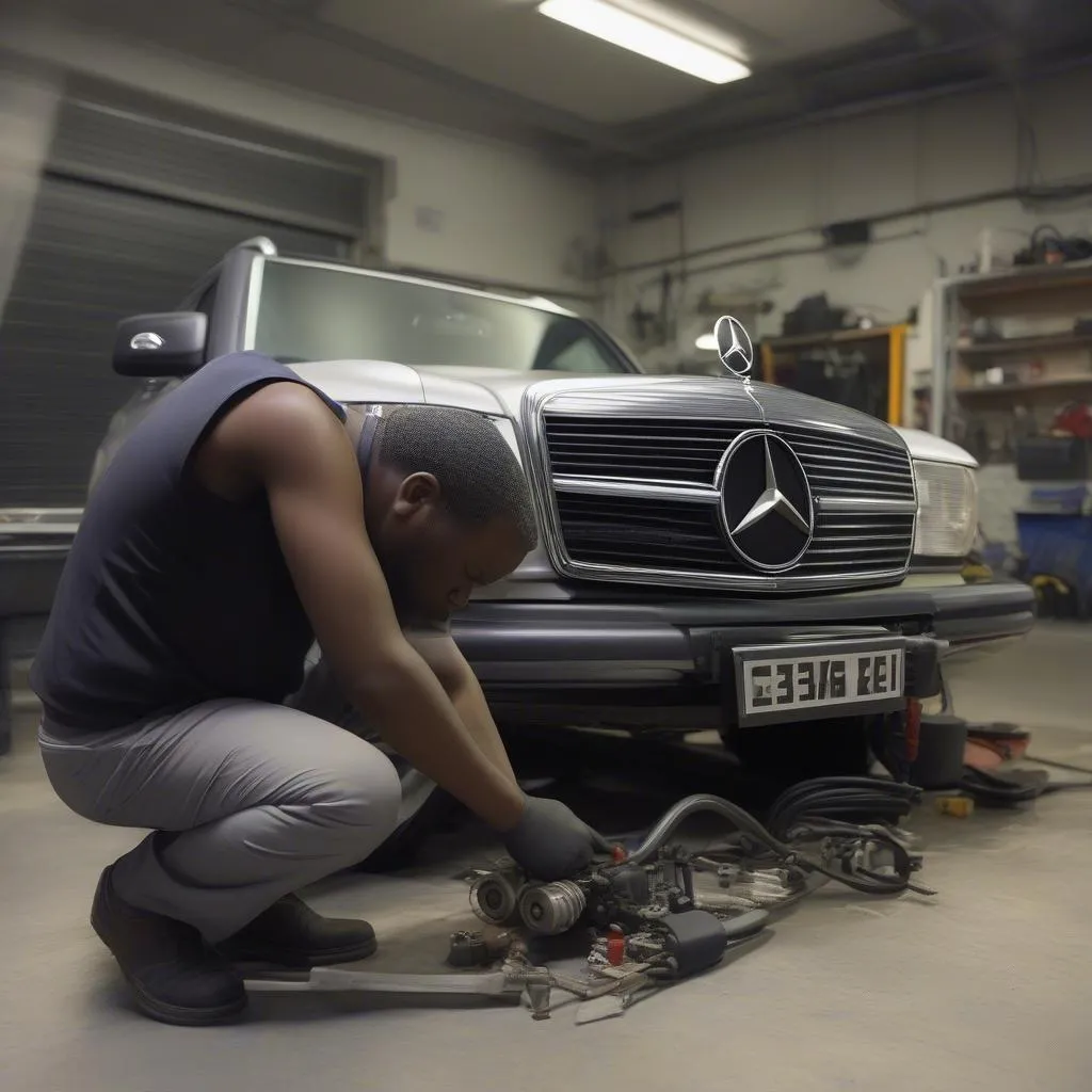 Mechanic Inspecting Engine