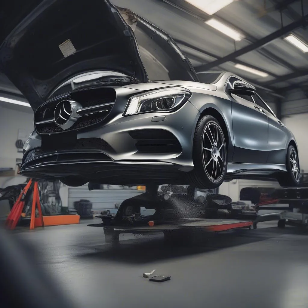 Mechanic Inspecting Mercedes CLA 250