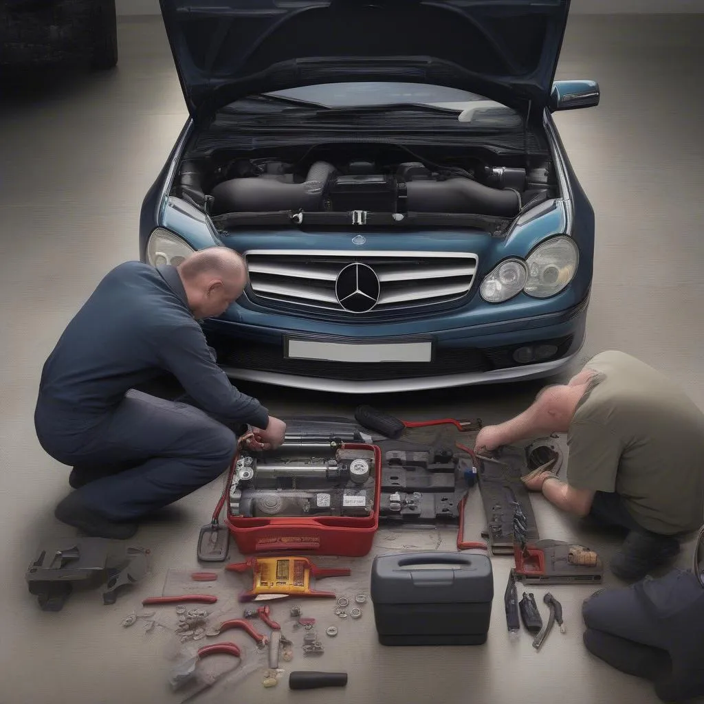 Mechanic Replacing Air Pump