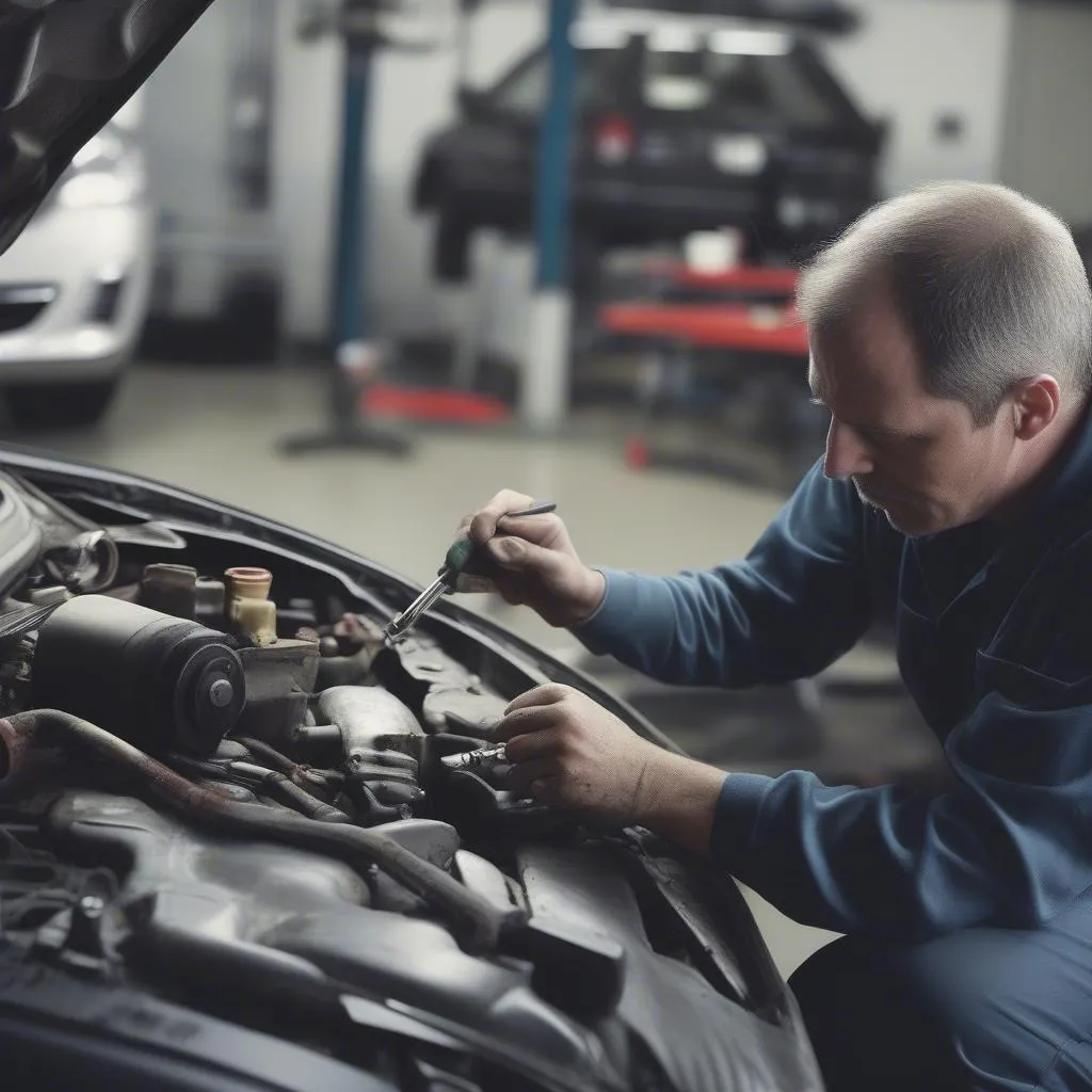  Mechanic Replacing Ignition Cylinder on Buick Rendezvous