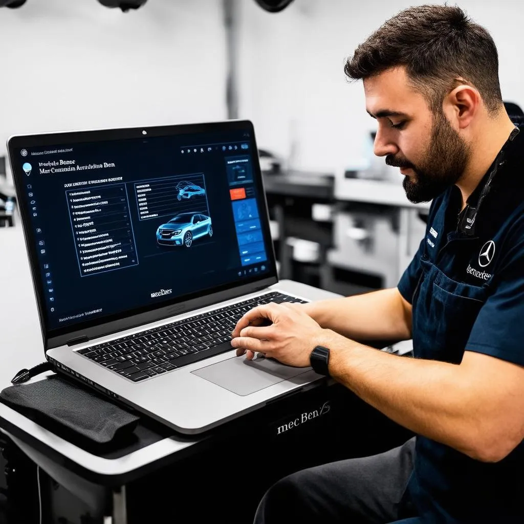 Mechanic Using Benz Software