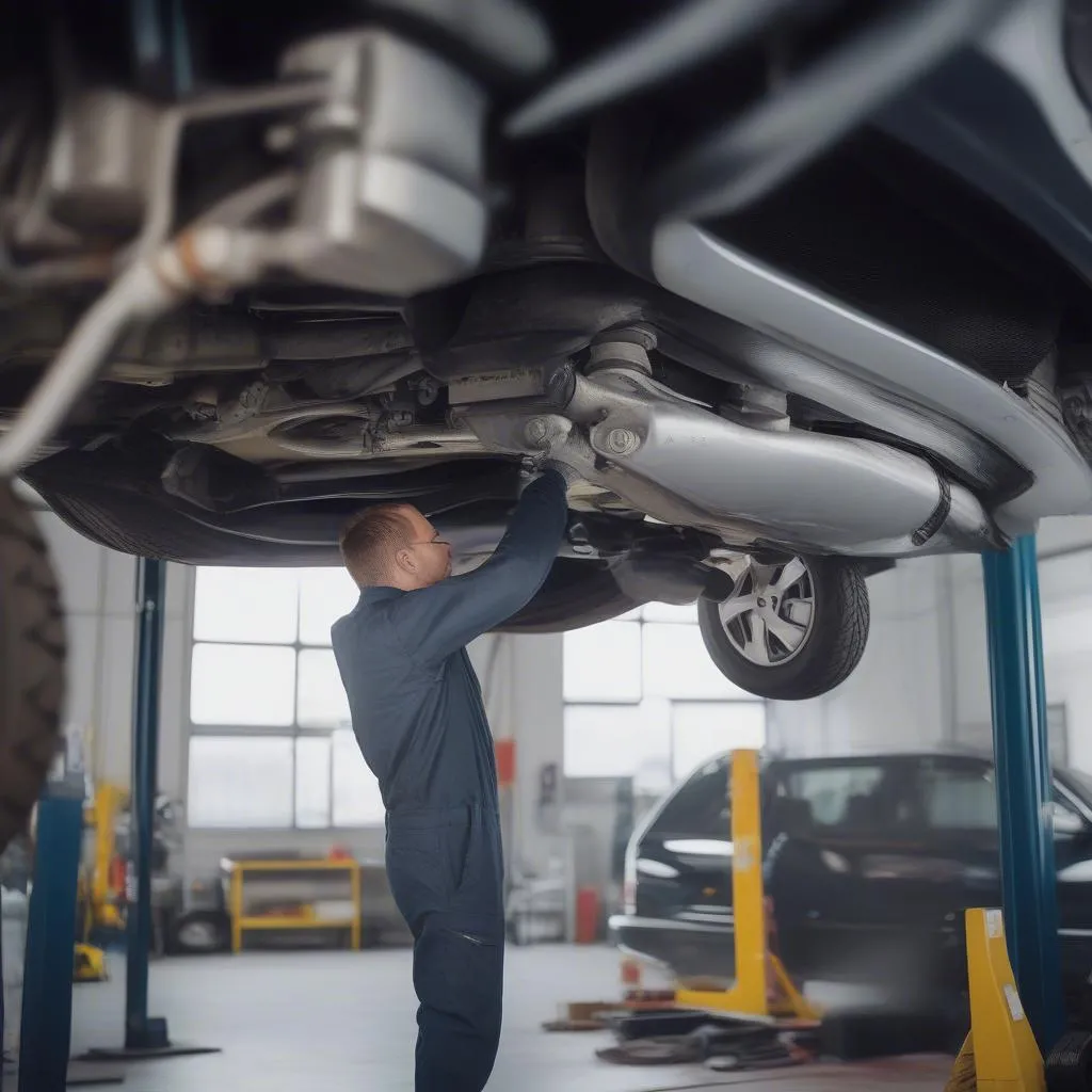 Mechanic Using Car Lift