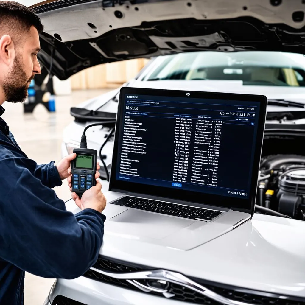 Mechanic Using Diagnostic Scanner