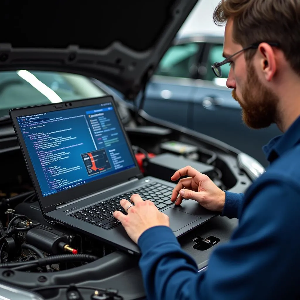 Mechanic Using Diagnostic Software