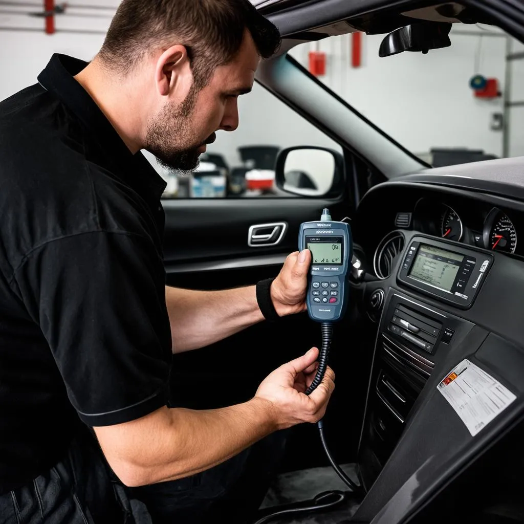 Mechanic Using Diagnostic Tool