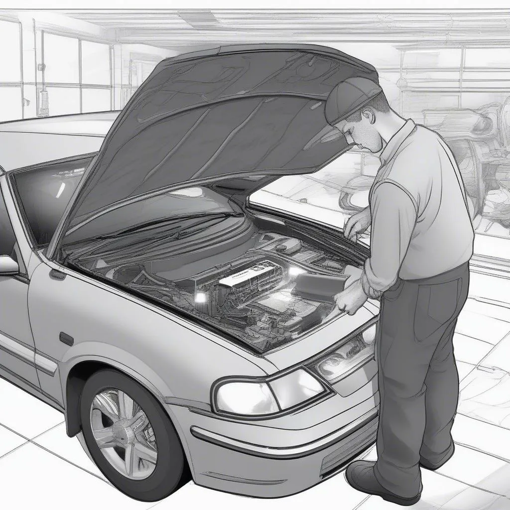 Mechanic Diagnosing Car with a Scan Tool