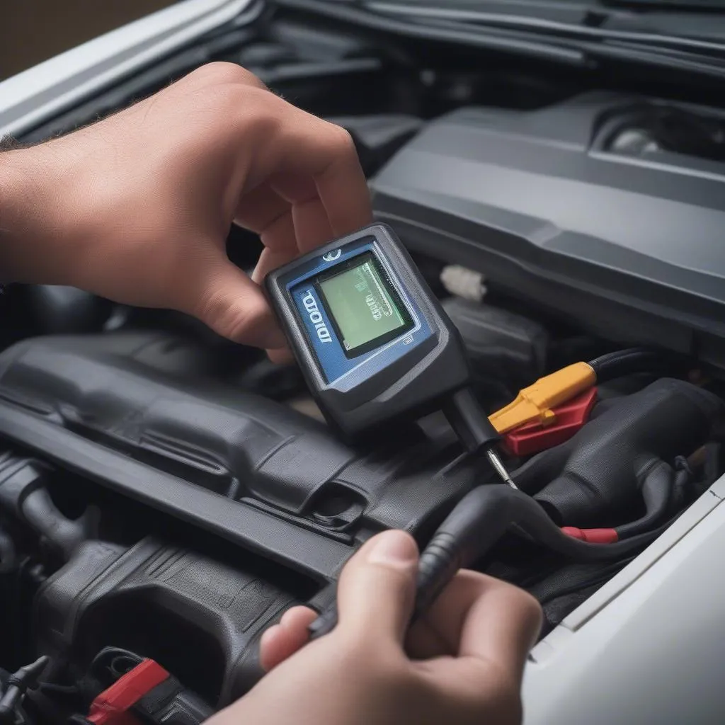 Mechanic Using Diagnostic Tool on Honda Car