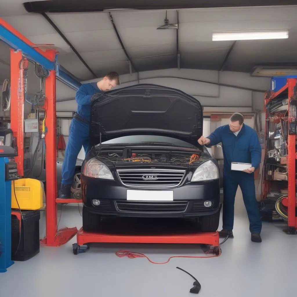 Mechanic Using VCDS on Car