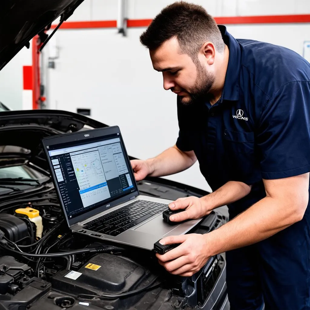 Mechanic Using VCDS to Diagnose a Car Problem