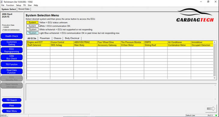 Toyota Techstream Software Version 18 Select VCI Menu System