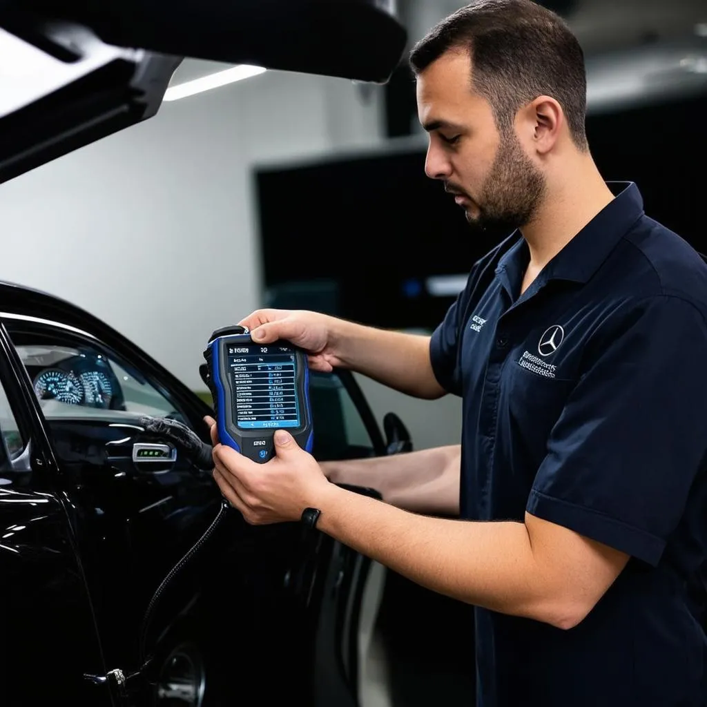 Mercedes-Benz Technician Using Xentry