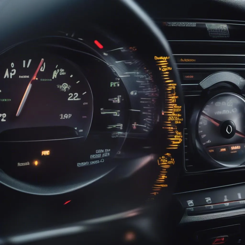 Mercedes dashboard with warning lights