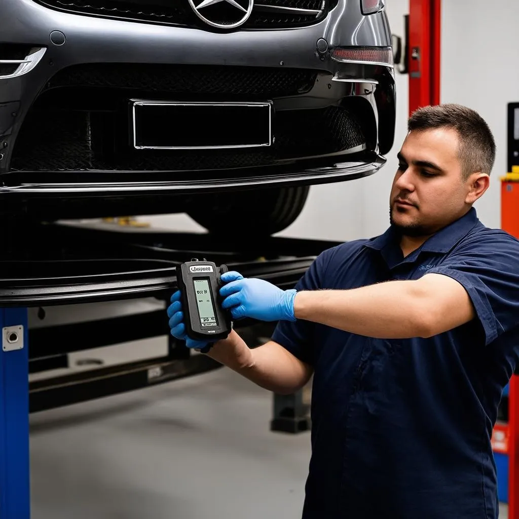 Mechanic Performing Diagnostic Test