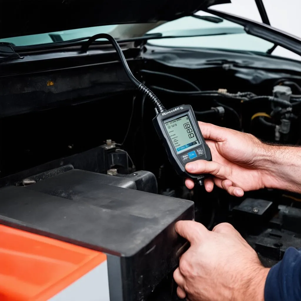 Mercedes Mechanic using Diagnostic Tool