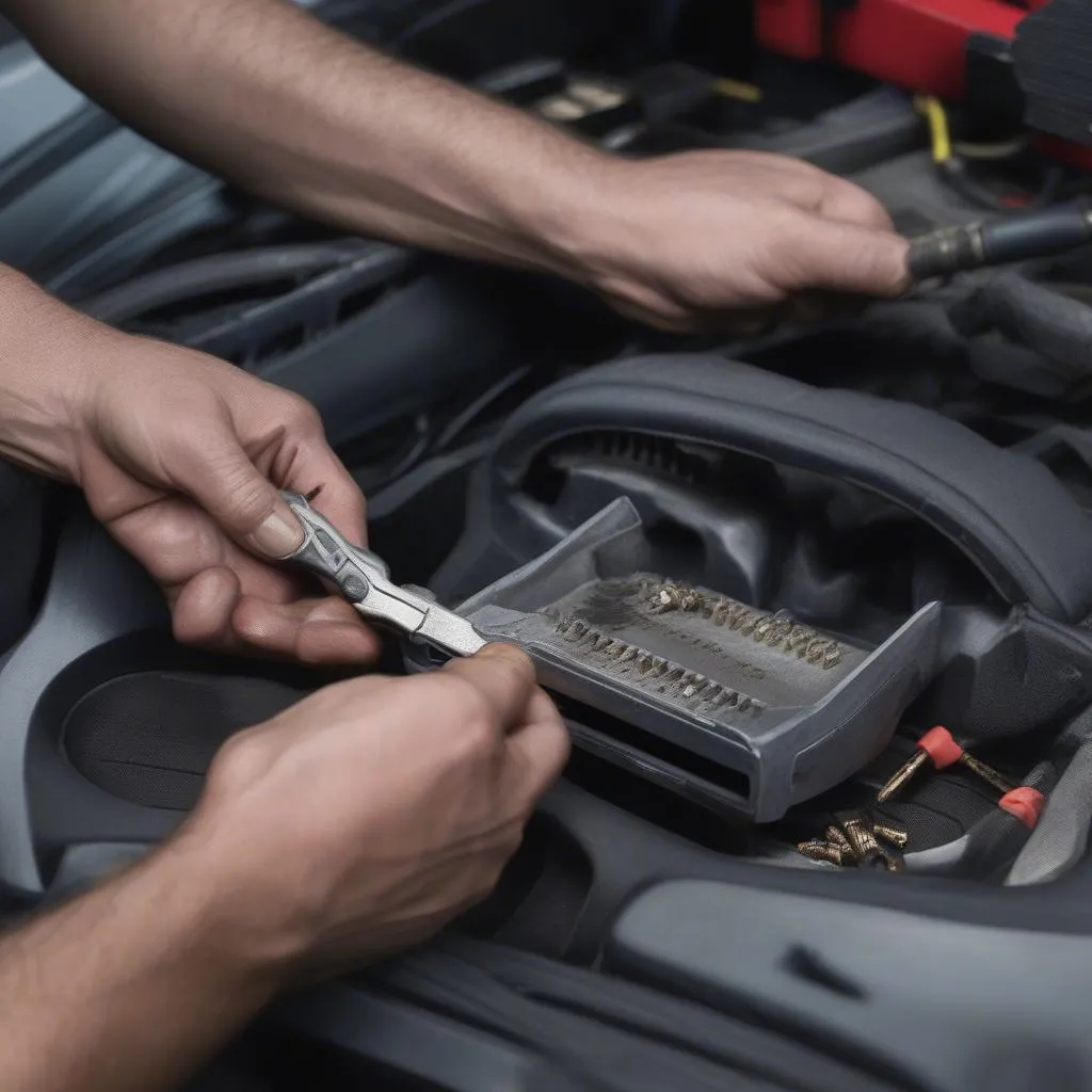 Mercedes Staple Tool in Use