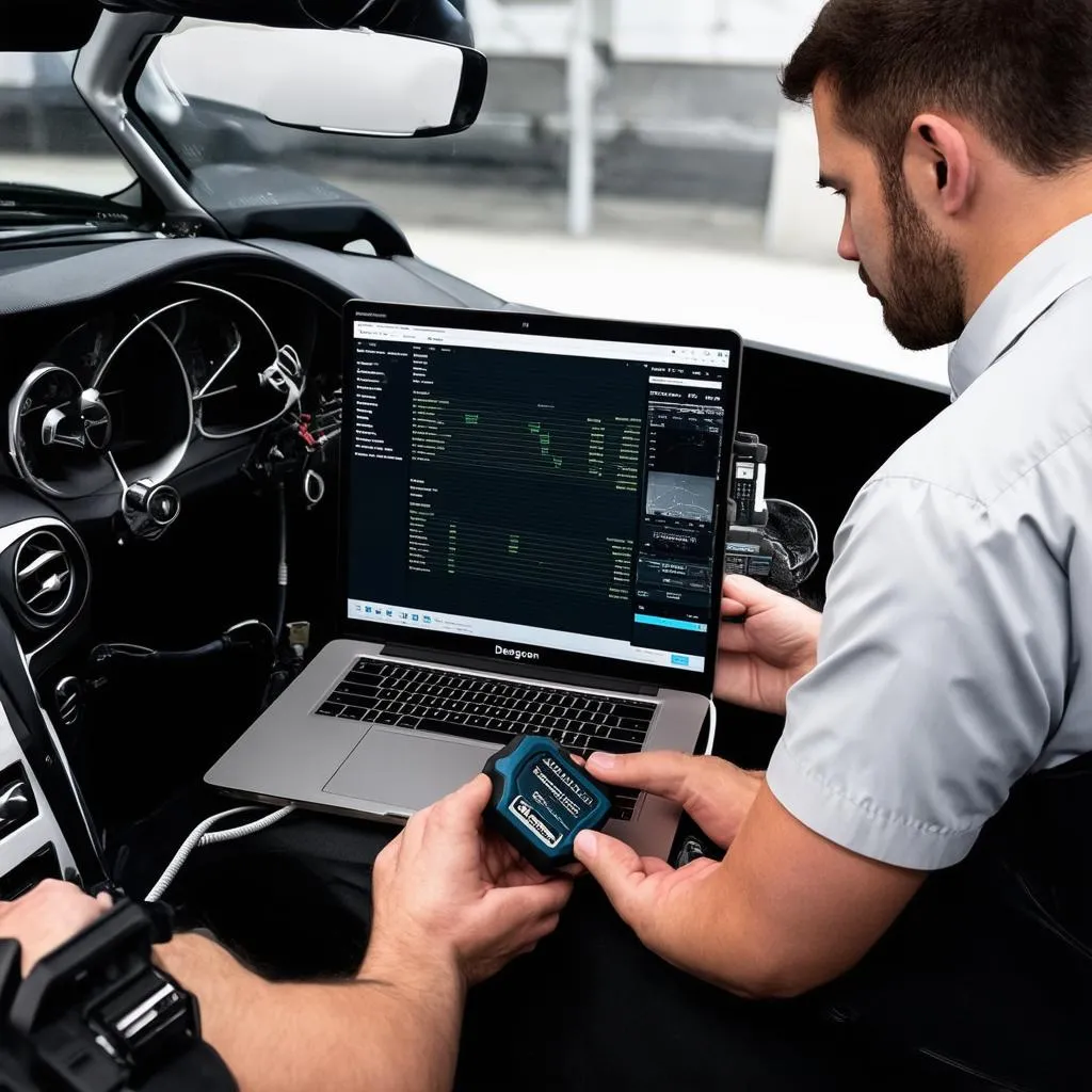 Mercedes Technician Using Decagon