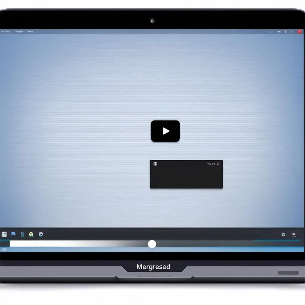 Laptop playing back a merged video file.