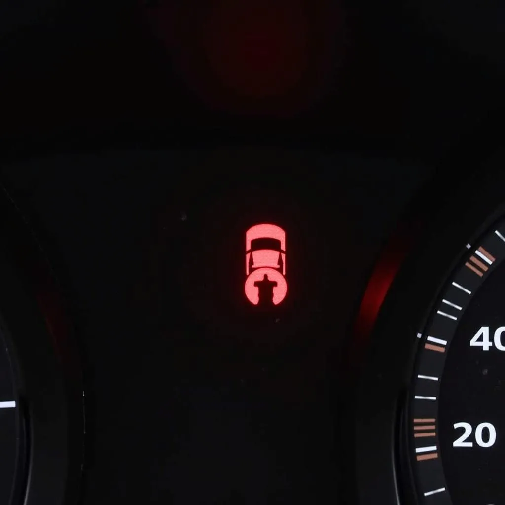 Car dashboard with security indicator light flashing