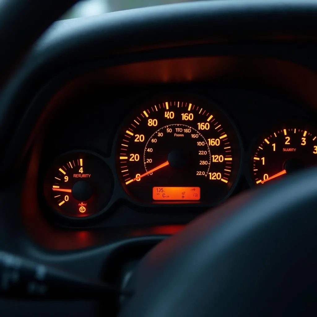 Nissan Maxima dashboard with warning lights illuminated