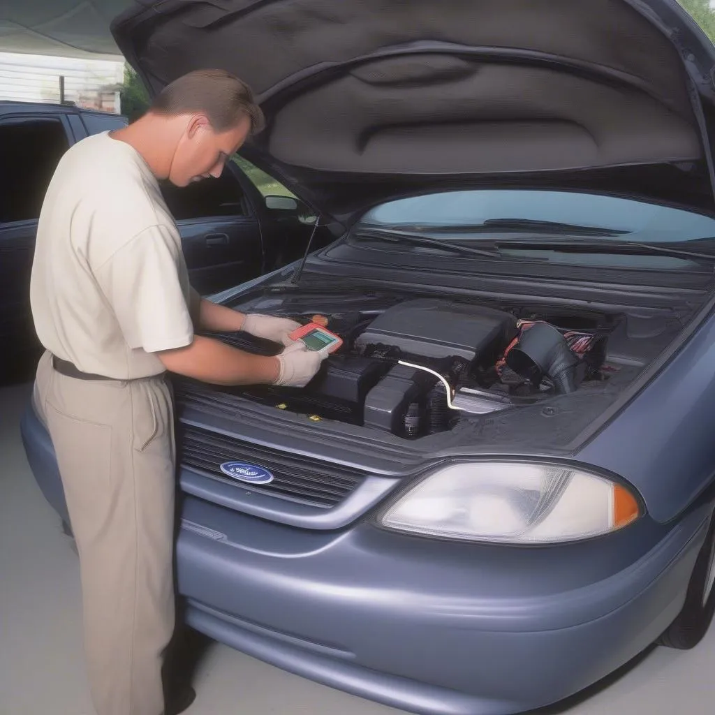 OBD-II Scanner Diagnosing Ford Taurus