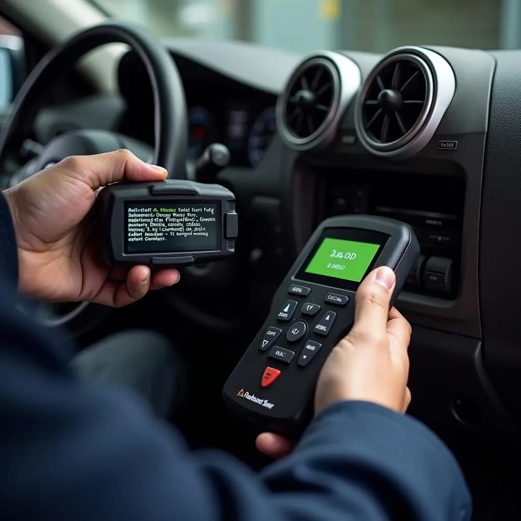 Mechanic Using OBD2 Scanner