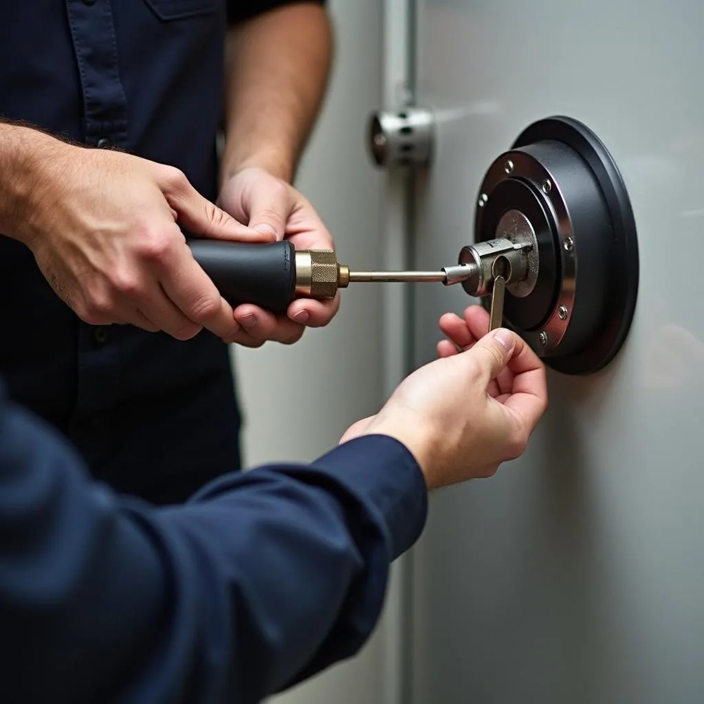 Professional Locksmith Opening a Safe